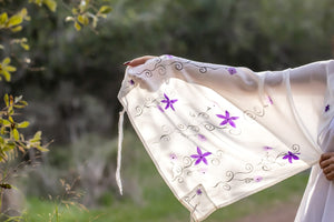 Purple Flowers Silk Tallit for girl, Bat Mitzvah Tallit, Tallit for Women forest 2