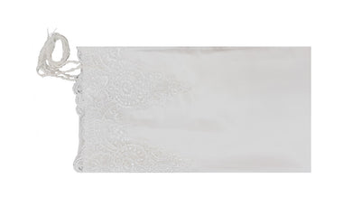 White Tallit with White Lace Decoration Women's Tallit, Feminine Tallit, woman wedding tallit flat