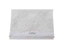 Load image into Gallery viewer, white lace silk tallit for women, tallit bag by Galilee Silks